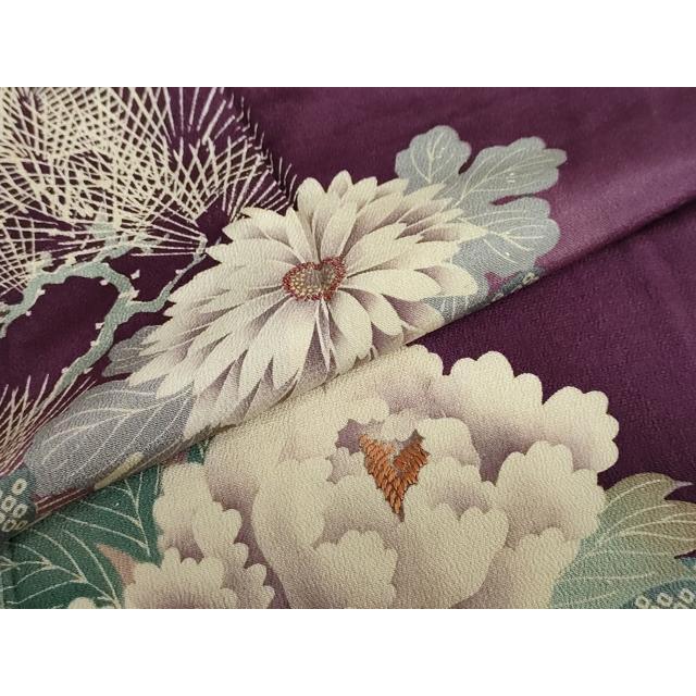 平和屋着物○アンティーク 大正ロマン 色留袖 刺繍 扇面草花文 正絹