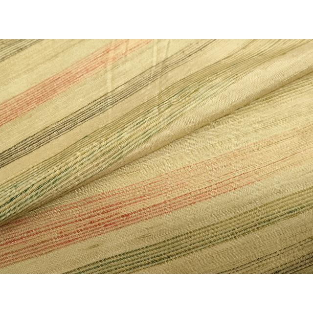 平和屋着物●群上紬　草木染　横段文　正絹　逸品　DABB0931ud