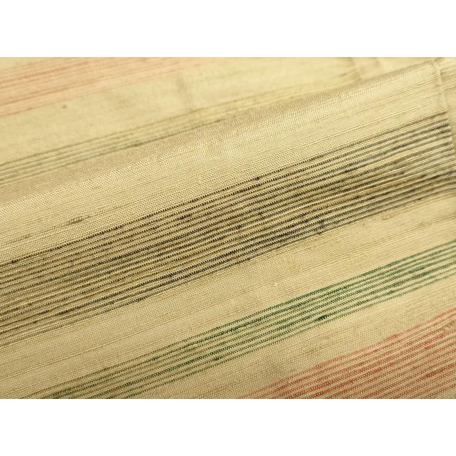 平和屋着物●群上紬　草木染　横段文　正絹　逸品　DABB0931ud