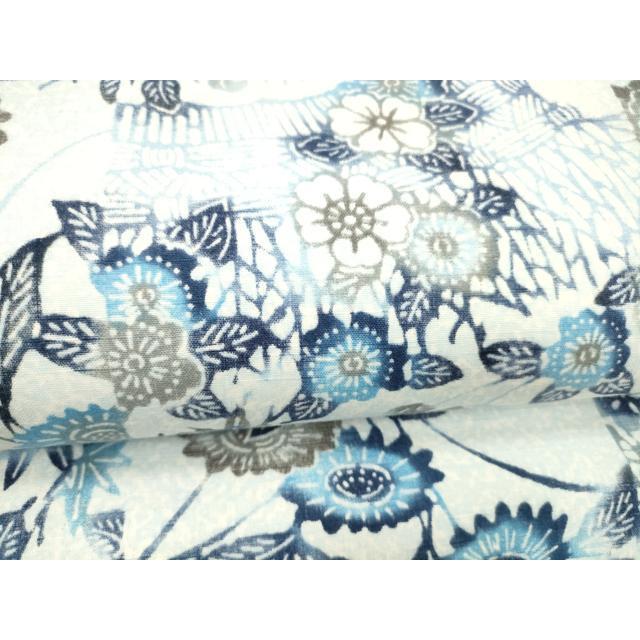 平和屋着物●全通柄九寸名古屋帯　型染　草花文　証紙付き　綿　逸品　DABB3184cm 平和屋着物○全通柄九寸名古屋帯 型染 草花文 証紙付き 綿 逸品