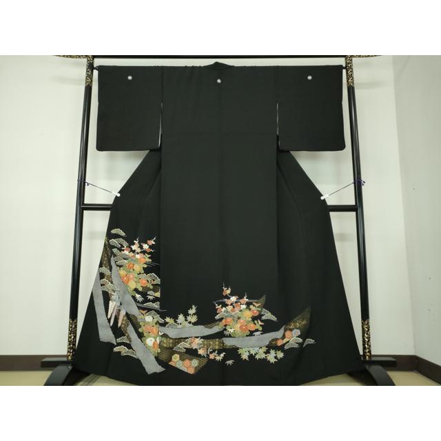 平和屋着物○創業460年・千總 黒留袖 駒刺繍 吉祥花熨斗文 金彩 正絹