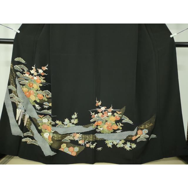 平和屋着物○創業460年・千總 黒留袖 駒刺繍 吉祥花熨斗文 金彩 正絹