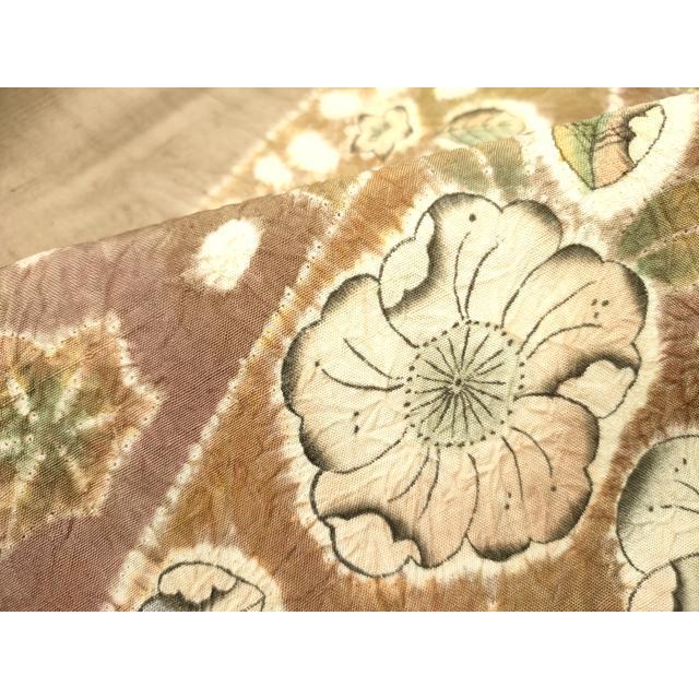 平和屋着物●九寸名古屋帯　作家物　紬地　絞り　辻が花　正絹　逸品　CABD0566hy 平和屋着物○九寸名古屋帯 作家物 紬地 絞り 辻が花 正絹 逸品