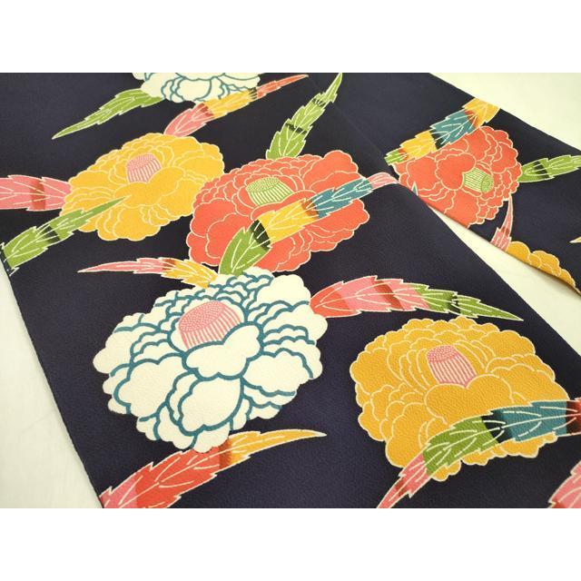 平和屋着物●全通柄九寸名古屋帯　型染　草花　鬼しぼ縮緬　正絹　逸品　DABB7564op