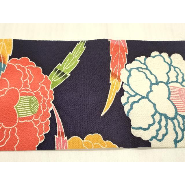平和屋着物●全通柄九寸名古屋帯　型染　草花　鬼しぼ縮緬　正絹　逸品　DABB7564op