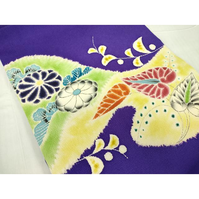 平和屋着物●九寸開き名古屋帯　草花　鬼しぼ縮緬　正絹　逸品　DABB7771op 平和屋着物○九寸開き名古屋帯 草花 鬼しぼ縮緬 正絹 逸品 DABB7771op