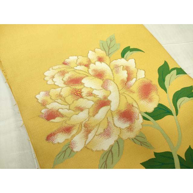 平和屋着物●爪掻き本綴れ　西陣　八寸名古屋帯　牡丹　金糸　正絹　逸品　DABB7775op_1
