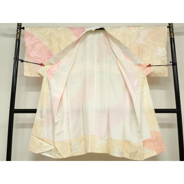 平和屋着物●長襦袢　袷　流水辻が花地紋　半衿刺繍　正絹　逸品　DABC2093ud 平和屋着物○長襦袢 袷 流水辻が花地紋 半衿刺繍 正絹 逸品 DABC2093ud