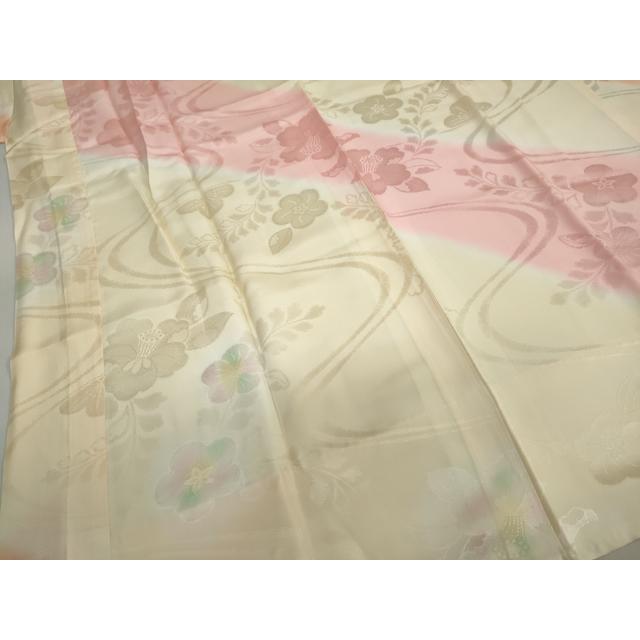 平和屋着物●長襦袢　袷　流水辻が花地紋　半衿刺繍　正絹　逸品　DABC2093ud 平和屋着物○長襦袢 袷 流水辻が花地紋 半衿刺繍 正絹 逸品 DABC2093ud