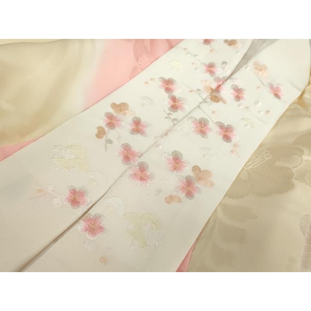 平和屋着物●長襦袢　袷　流水辻が花地紋　半衿刺繍　正絹　逸品　DABC2093ud 平和屋着物○長襦袢 袷 流水辻が花地紋 半衿刺繍 正絹 逸品 DABC2093ud