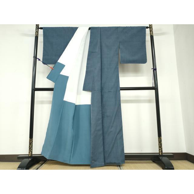 平和屋着物●本場結城紬　重要無形文化財　深縹色　正絹　逸品　DABC2170ud 平和屋着物○本場結城紬 重要無形文化財 深縹色 正絹 逸品 DABC2170ud