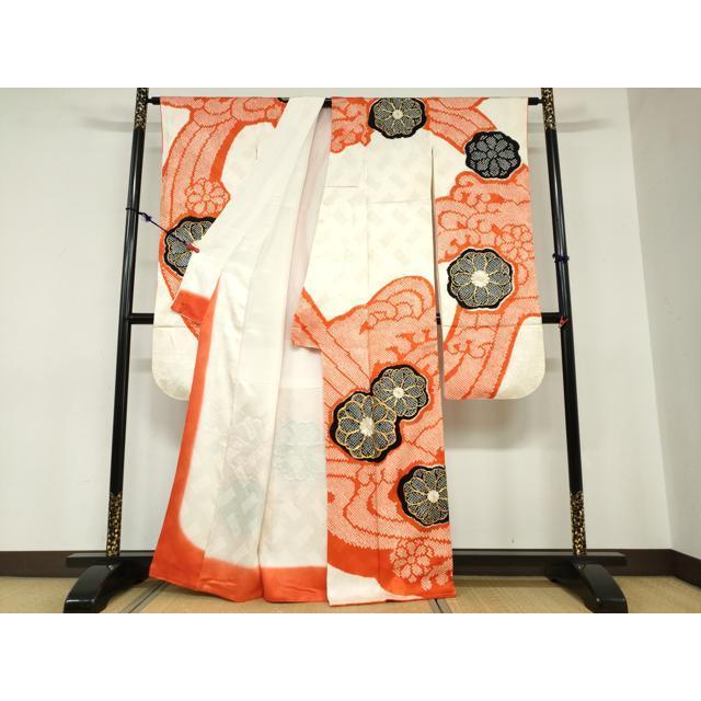 平和屋着物●豪華振袖　駒刺繍　絞り　立波舞花文　正絹　逸品　DABC2234ud 平和屋着物○豪華振袖 駒刺繍 絞り 立波舞花文 正絹 逸品 DABC2234ud