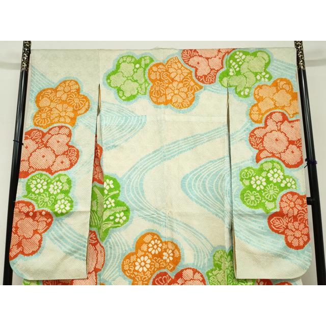 平和屋着物○豪華振袖 総絞り 流水草花文 正絹 逸品 DABC2288ud : 平和