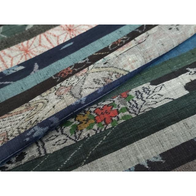 平和屋着物●小千谷紬　百柄　正絹　逸品　未使用　DABC2535ud_4
