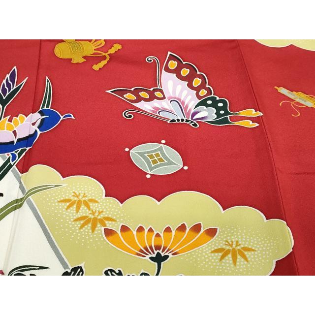 平和屋着物○手ざし京紅型染・宮崎紅型 宮崎良次 振袖 流水花鳥文 正絹