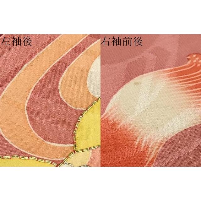平和屋本店●アンティーク　大正ロマン　小振袖　二尺袖　駒刺繍　草花文　金彩　正絹　逸品　DABC2675ud