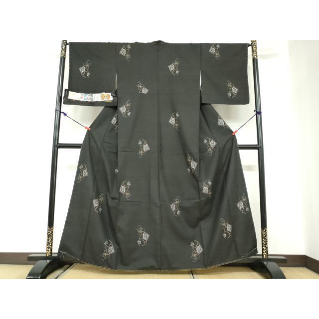 平和屋着物○本場大島紬 古代染色純泥染 9マルキ 地空き 箔散らし草花 