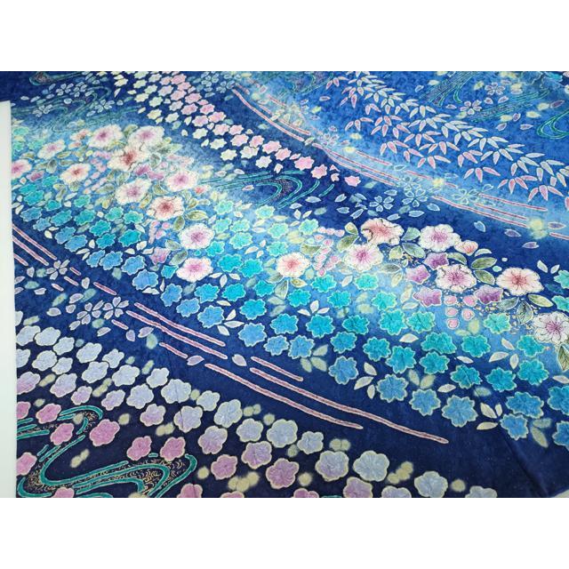 平和屋着物●豪華振袖　総絞り　流水花文　正絹　逸品　DABC3669az 平和屋着物○豪華振袖 総絞り 流水花文 正絹 逸品 DABC3669az 【公式通販】