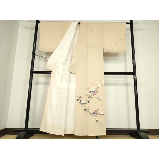 平和屋着物●本加賀友禅作家　金丸充夫　訪問着　枝花文　正絹　逸品　DABC3056az_1