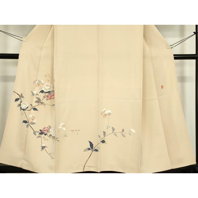 平和屋着物●本加賀友禅作家　金丸充夫　訪問着　枝花文　正絹　逸品　DABC3056az_3