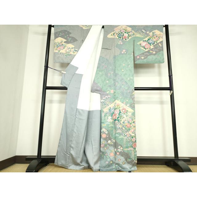 平和屋着物●訪問着　鴛鴦牡丹文　金彩　正絹　逸品　DABC3580az