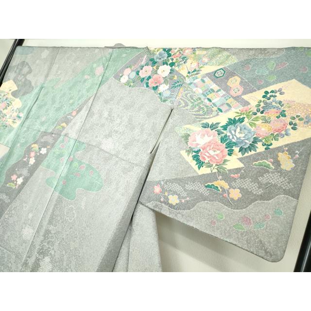 平和屋着物●訪問着　鴛鴦牡丹文　金彩　正絹　逸品　DABC3580az