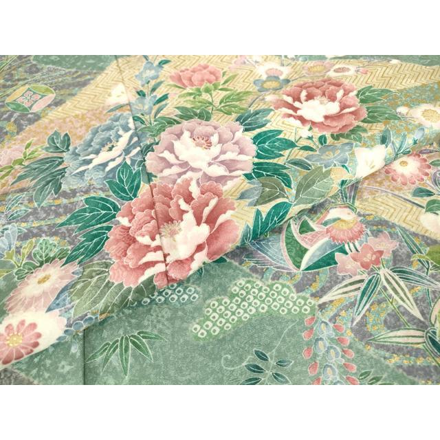 平和屋着物●訪問着　鴛鴦牡丹文　金彩　正絹　逸品　DABC3580az