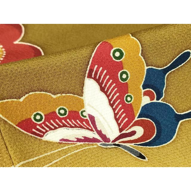 平和屋着物●豪華振袖　型染め　松竹梅　飛鶴吉祥花蝶文　暈し染め　正絹　逸品　DABC3591az