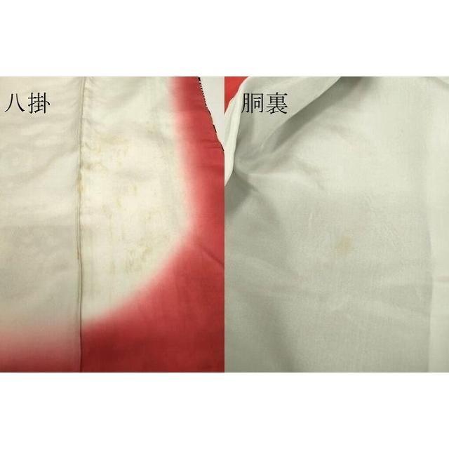 平和屋着物●訪問着　駒刺繍　地紙飛鶴花文　鬼しぼ縮緬　黒地　金彩　正絹　逸品　DABC3632az