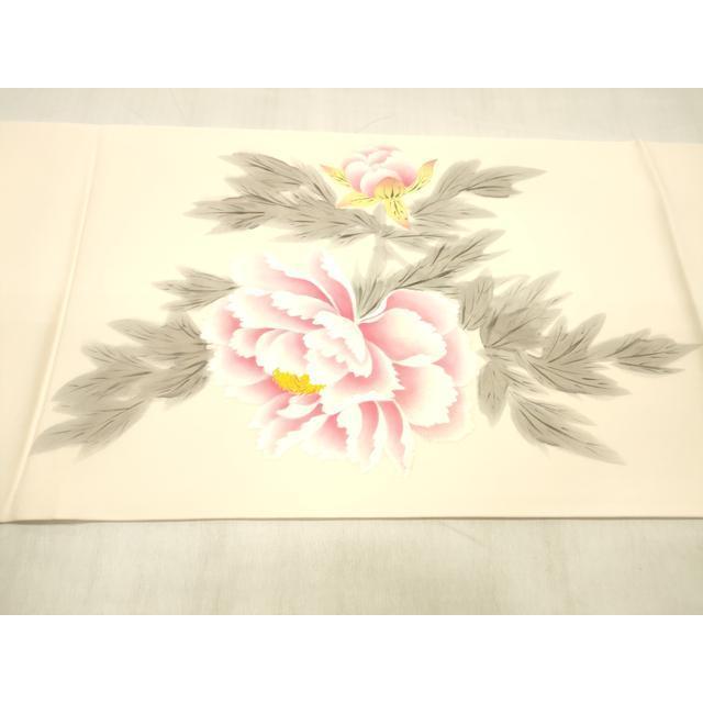 平和屋着物●東京友禅　熊谷好博子　塩瀬　九寸開き名古屋帯　手描き　牡丹　正絹　逸品　DABC8149cm_5