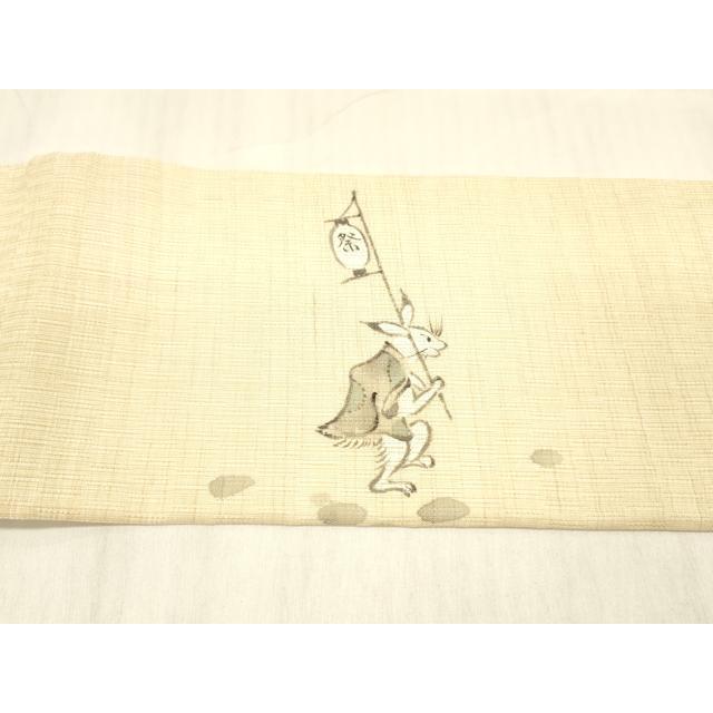 平和屋着物●九寸名古屋帯　手描き　鳥獣戯画　逸品　DABD1791ps 平和屋着物○九寸名古屋帯 手描き 鳥獣戯画 逸品 DABD1791ps