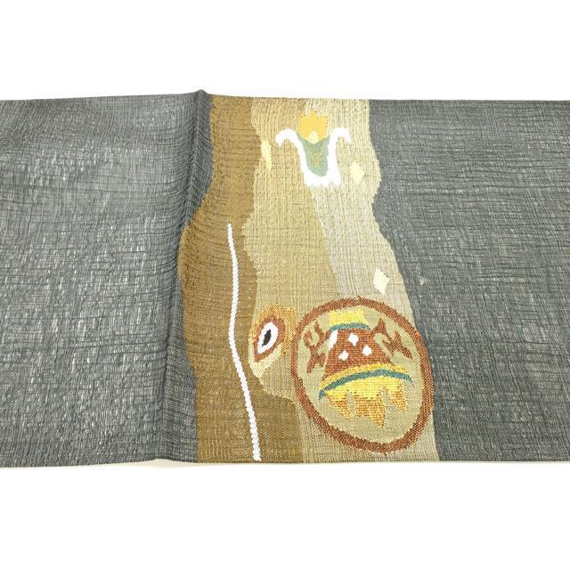 平和屋着物▽太鼓柄袋帯 スリーシーズン 春夏秋 すくい織 抽象文様