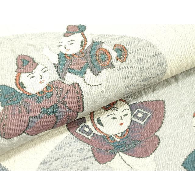 平和屋着物○本場筑前博多織 八寸名古屋帯 帯反物 唐子 〓橋絹織謹製