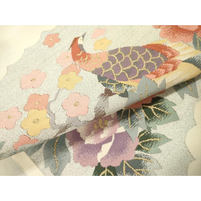 袋帯 逸品 刺? 紋 たたき染 呉服 鮮やか 和装小物 六通 正絹 帯 全長 約