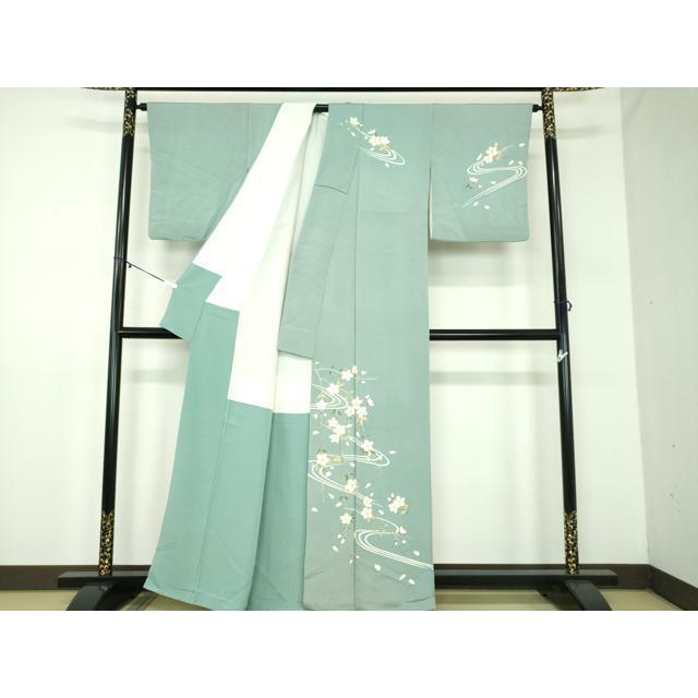 平和屋着物●訪問着　駒刺繍　流水枝垂れ桜　鬼しぼ縮緬　金彩　正絹　逸品　DABD1419ps 平和屋着物○訪問着 駒刺繍 流水枝垂れ桜 鬼しぼ縮緬 金彩 正絹 逸品