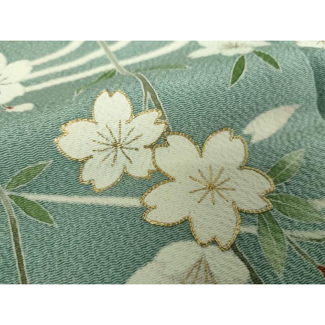 平和屋着物●訪問着　駒刺繍　流水枝垂れ桜　鬼しぼ縮緬　金彩　正絹　逸品　DABD1419ps 平和屋着物○訪問着 駒刺繍 流水枝垂れ桜 鬼しぼ縮緬 金彩 正絹 逸品