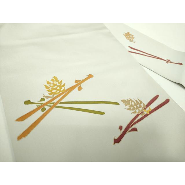 平和屋着物●銀座　志ま亀　塩瀬　九寸名古屋帯　若松葉　金彩　正絹　逸品　DABD1487ps