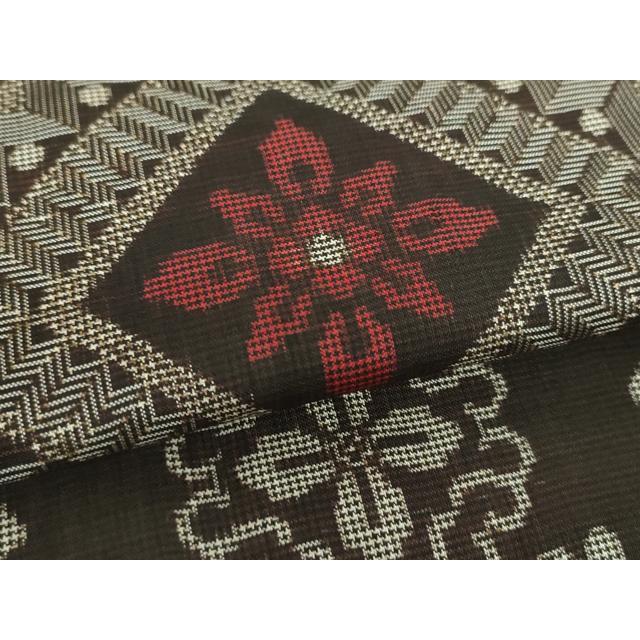 平和屋着物●本場大島紬　龍郷絣　花菱文　正絹　逸品　DABD1645ps