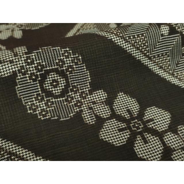 平和屋着物●本場大島紬　龍郷絣　花菱文　正絹　逸品　DABD1645ps
