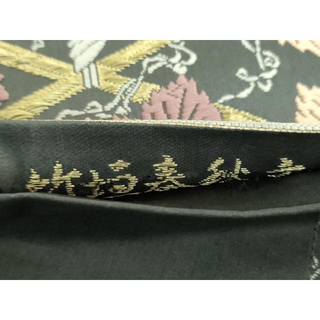 平和屋着物●山口美術織物　皇室　伊勢神宮御用　西陣織　山口克爾監修　太鼓柄袋帯　唐織　竹垣春秋文　金糸　正絹　逸品　DABD1935ps_6