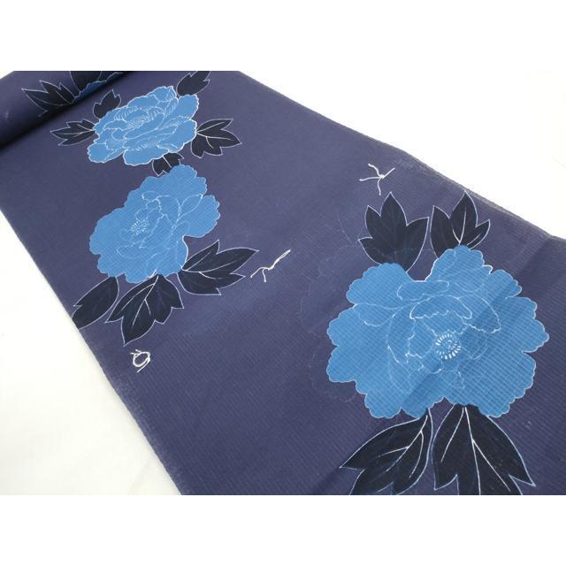 w-18 綿紅梅　浴衣　コシノジュンコ　紺　美品　トールサイズ　裄68 夏着物 平和屋着物＊夏物 ファッションデザイナー コシノジュンコ 綿紅梅 浴衣