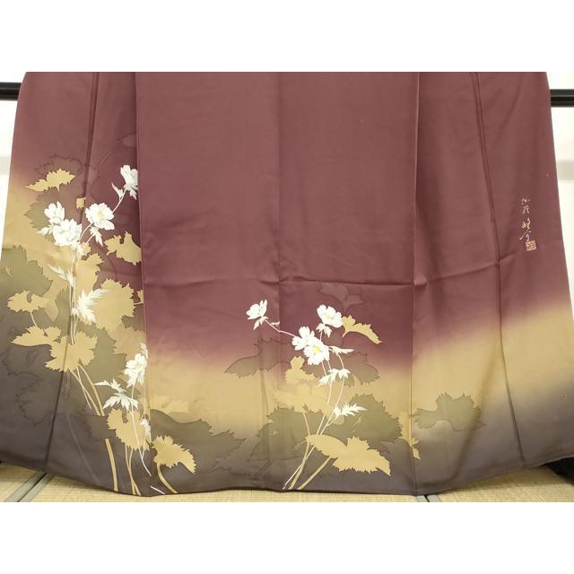 平和屋着物○京の匠日展作家 丹下雄介 訪問着 草花文 シルエット 暈し