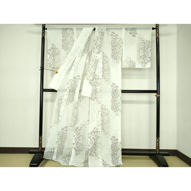 平和屋着物＊夏物　小紋　絽　草花　洗える着物　DABE1427op