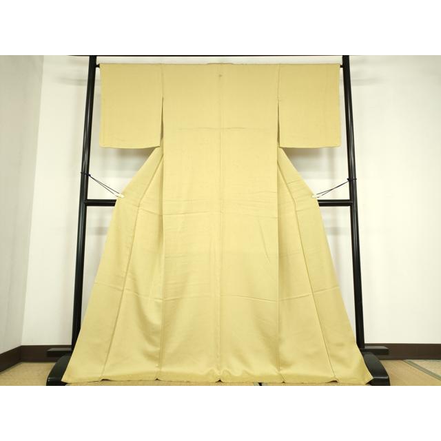 平和屋着物●上質な色無地　草花地紋　淡黄色　ロング丈　正絹　逸品　未使用　DABE4025az