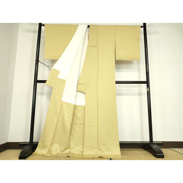 平和屋着物●上質な色無地　草花地紋　淡黄色　ロング丈　正絹　逸品　未使用　DABE4025az