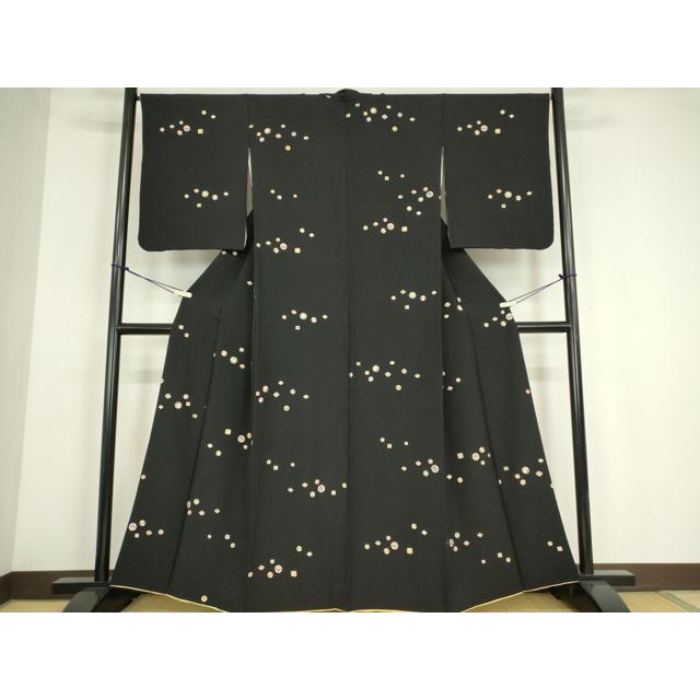 平和屋着物●上質な小紋　宝尽くし吉祥文　黒地　金彩　正絹　逸品　DABE4034az