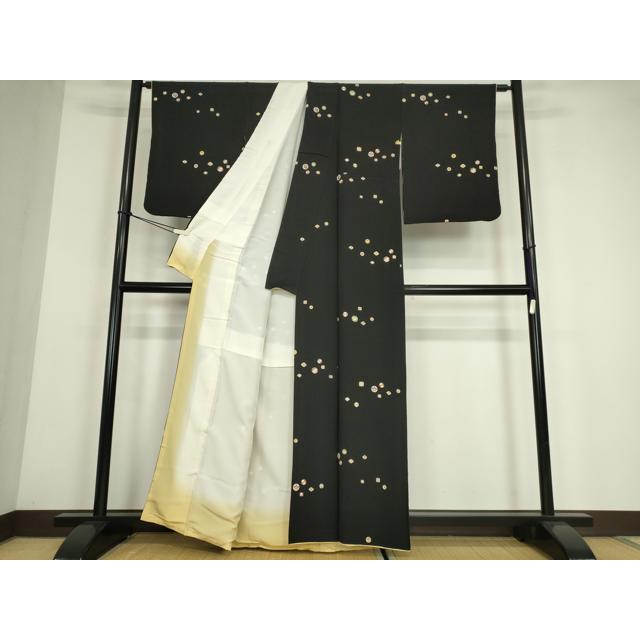 平和屋着物●上質な小紋　宝尽くし吉祥文　黒地　金彩　正絹　逸品　DABE4034az