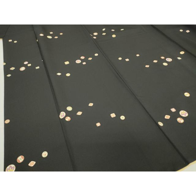 平和屋着物●上質な小紋　宝尽くし吉祥文　黒地　金彩　正絹　逸品　DABE4034az