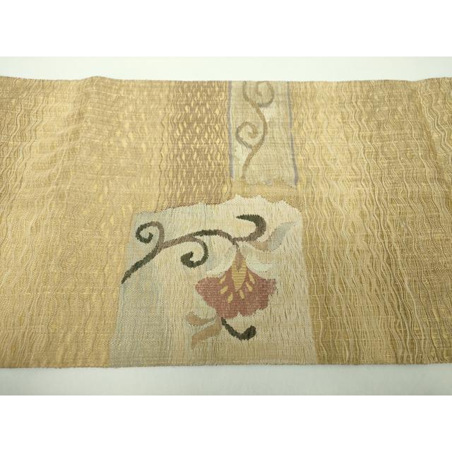 平和屋着物▽袋帯　スリーシーズン　春夏秋　すくい織　更紗花文　金糸　正絹　逸品　DABE5036ps_5
