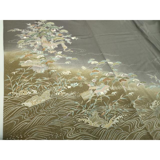 平和屋着物●訪問着　刺繍　立波風景文　宝尽くし　暈し染め　金彩　松坂屋扱い　正絹　逸品　DABE5432ps_4